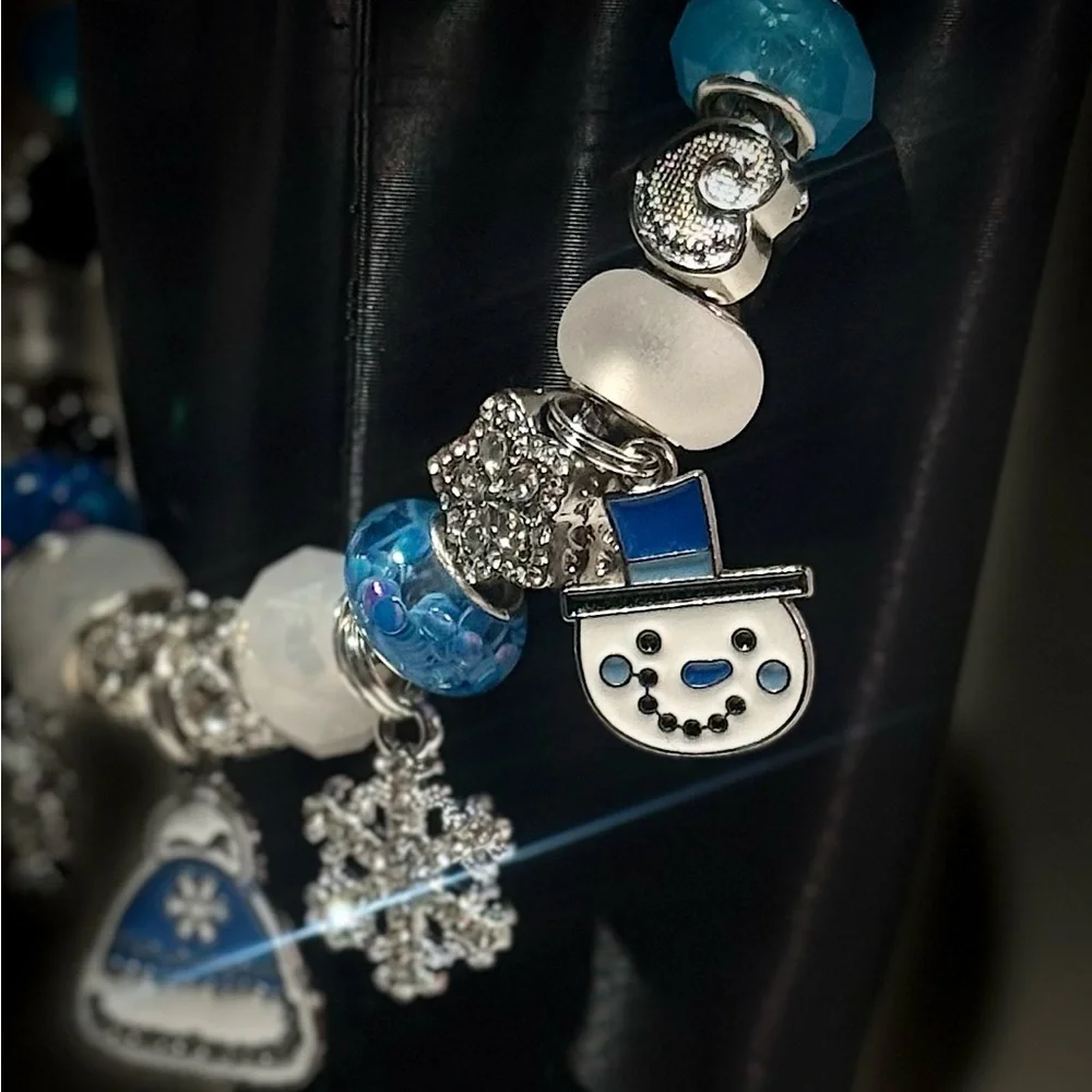 Blue and Silver Christmas Charm Bracelet